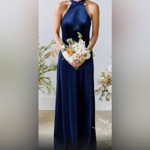 Velvet Navy Blue Dress